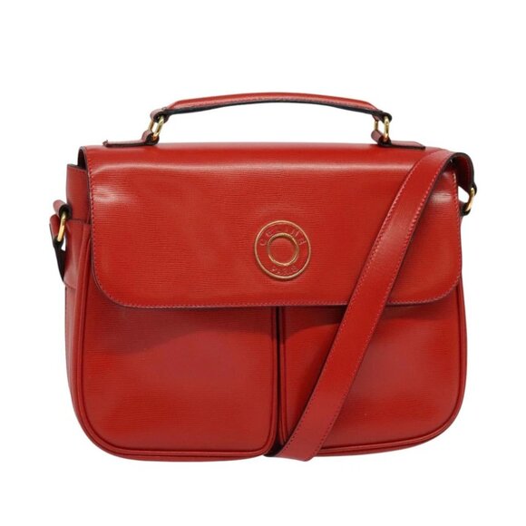 CELINE Shoulder Bag Leather Red Gold Auth 123901 - Picture 1 of 14